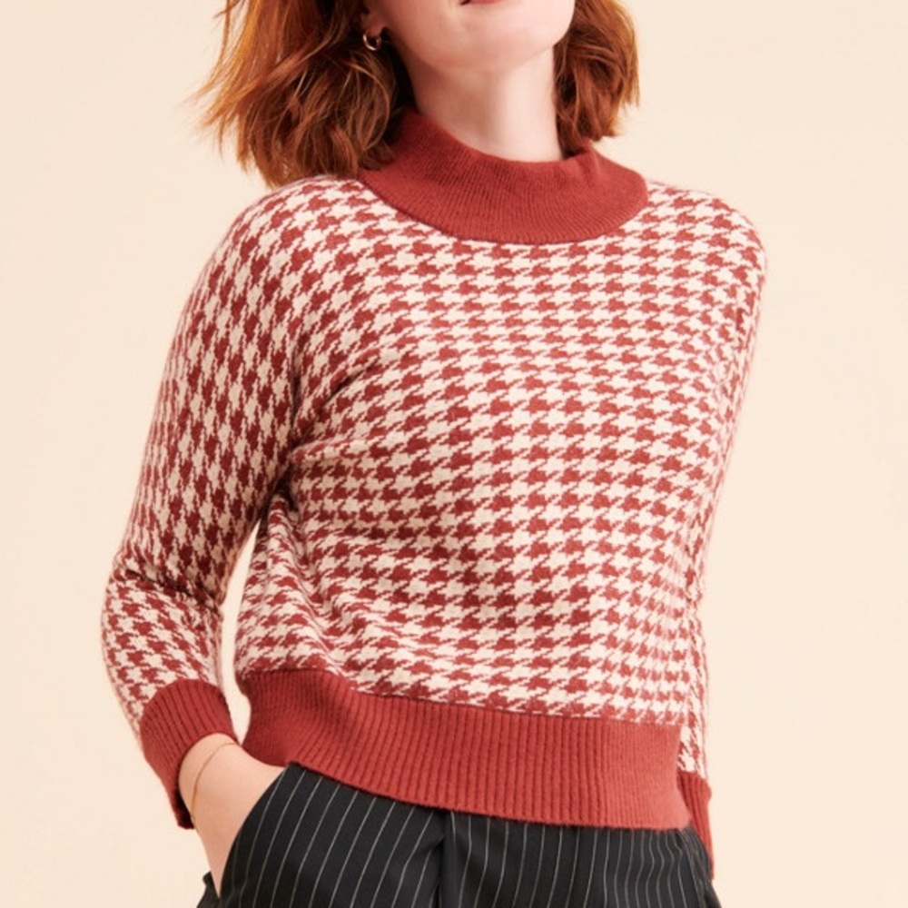 Callahan Ari Houndstooth Sweater  | Size L | Slim-Fit Cropped Pullover